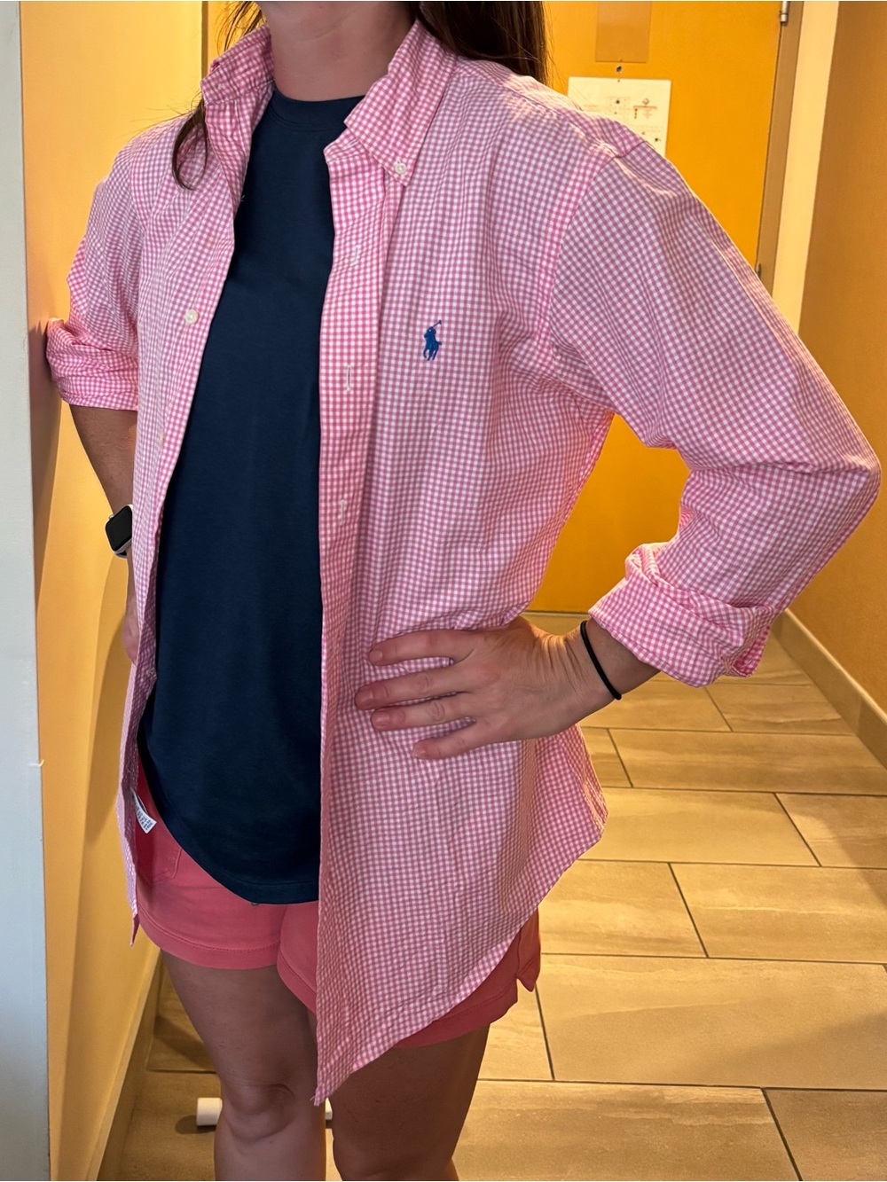 Ralph Lauren Pink Gingham Long Sleeve Button-Down Shirt
